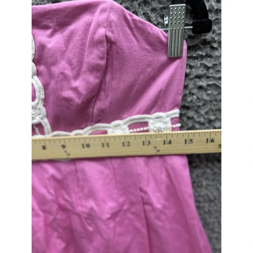 Ladies 6 Lilly Pulitzer Pink & White Sundress Short Strapless  Above Knee Cotton - Picture 8 of 11